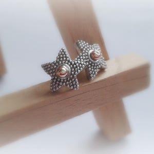 Star Earrings - Granulation Sterling Silver - Silver Star Piercing - Handmade Jewelry - Guidance and Inspiration Gift - Unisex Jewelry