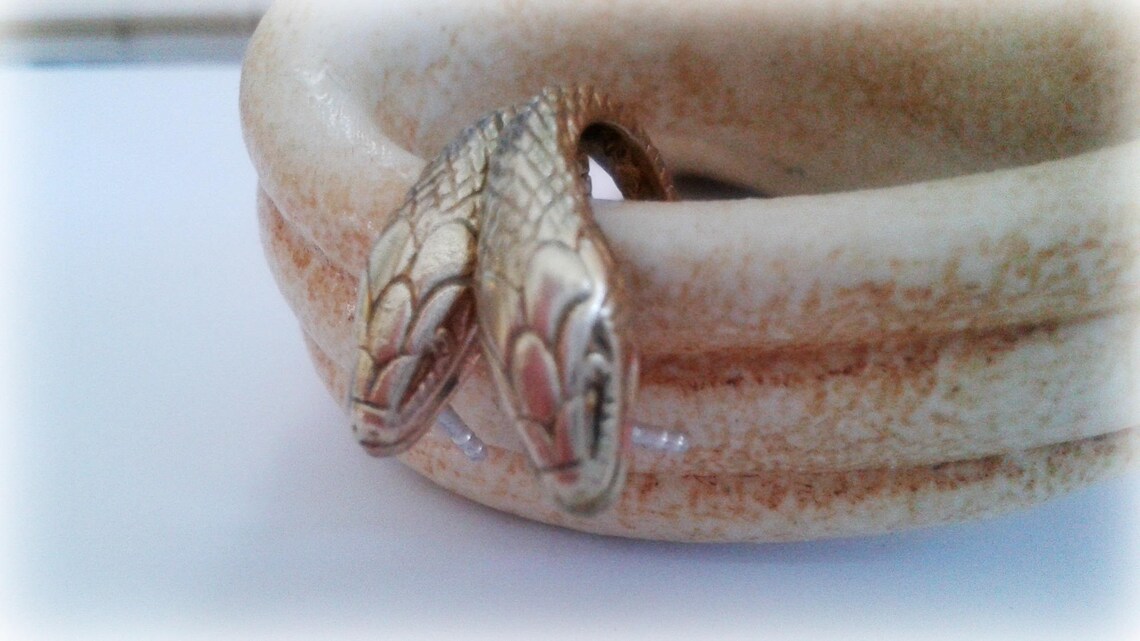 Brass Snake Serpent Handmade Swirl Drop Earrings main image 1