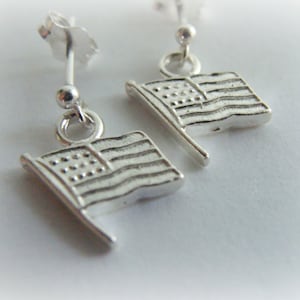 American Flag Jewelry - American Flag Earring - Patriotic Jewelry - Elections Jewelry - Flag Silver Stud - Patriot Gift Idea