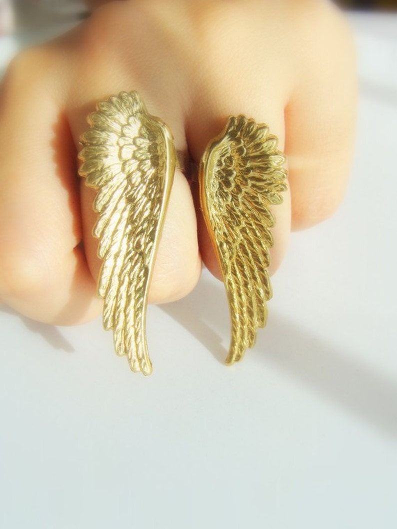 Angel Wing Ring Angel Wing Ring Brass and Sterling Silver Adjustable Angel Wing Ring Sterling Silver and Brass Pair Angel Wing Ring image 4
