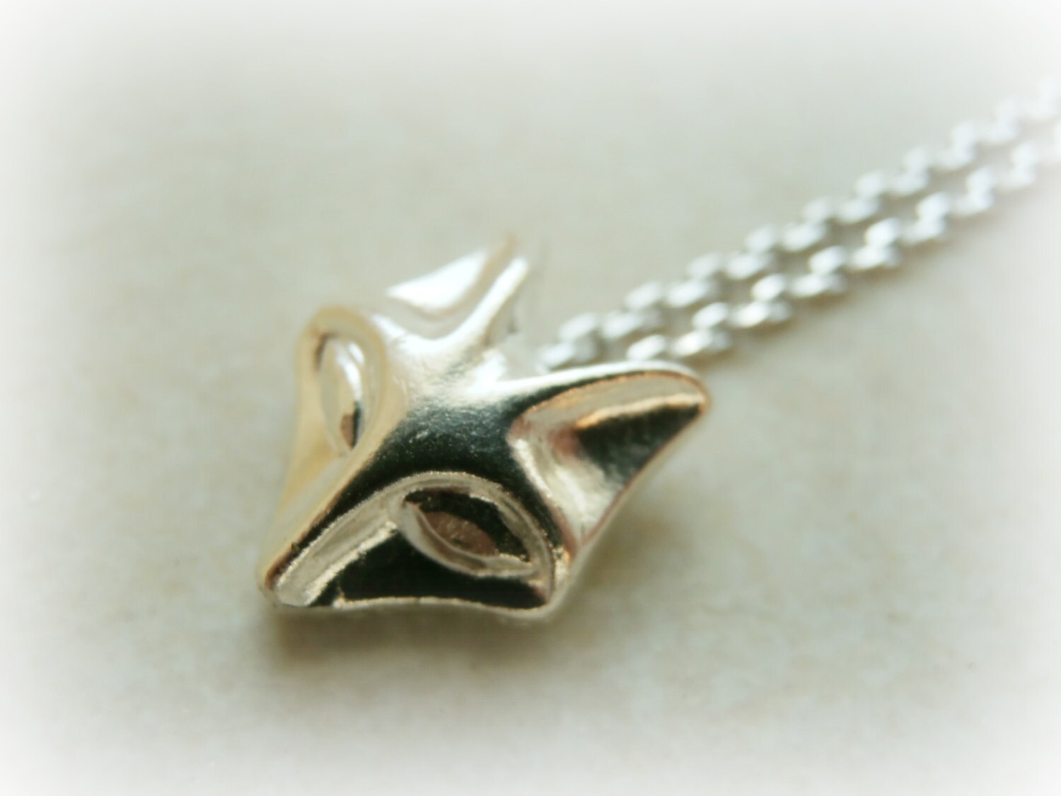 Tiny Fox Necklace Sterling Silver Fox Jewelry Dainty Etsy