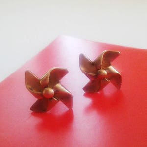 Pendientes de rueda de molino - Pendientes de plata con rueda de molino - Pendientes de molino de viento - Pendientes de origami con rueda de molino - Joyas de plata con rueda de molino