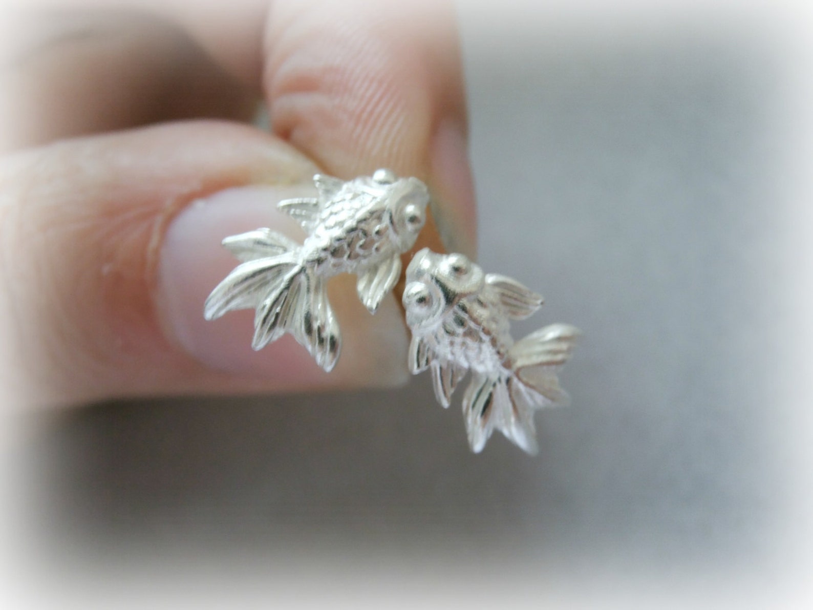 Koi Fish Sterling Silver Studs Tiny Gold Fish Earrings Etsy