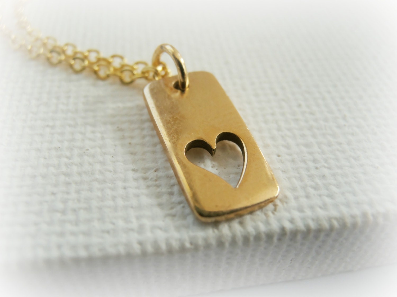 Mini Heart Dog Tags Necklace Lovers Dog Tags 14KT Gold Etsy