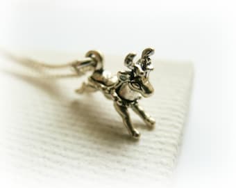 Reindeer Sterling Silver Necklace - Rundolph Sterling Silver Necklace - Tiny deer necklace, deer necklace, stag, buck - Xmas Necklace