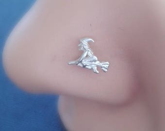 Hexe Nasenstecker - Halloween Nasenstecker Sterling Silber - Hexe Piercing Sterling Silber - Halloween Piercing - Wicca Schmuck - Wicca Piercing