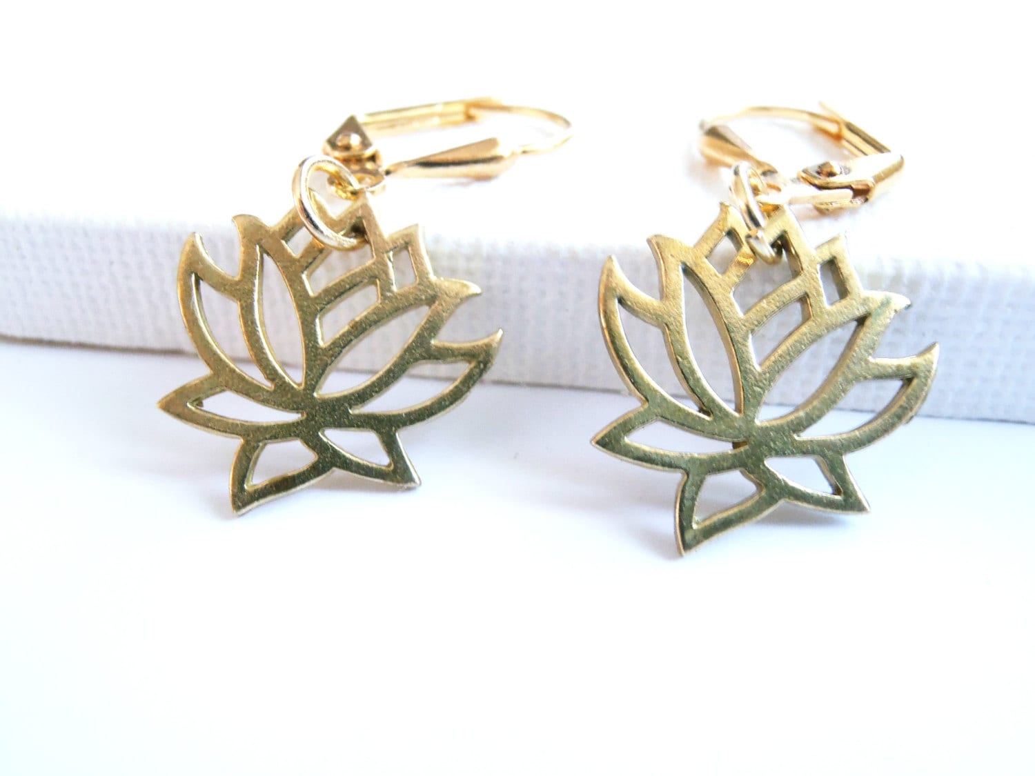 Tiny Lotus Earrings in gold Lotus Studs Gold Plating 14k | Etsy