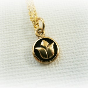 Tiny Gold Lotus Necklace - Lotus pendant -  Minimalist Gold Jewelry - Gold Lotus necklace - Gold Yoga Jewelry - Om gold jewelry