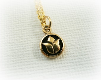 Tiny Gold Lotus Necklace - Lotus pendant -  Minimalist Gold Jewelry - Gold Lotus necklace - Gold Yoga Jewelry - Om gold jewelry
