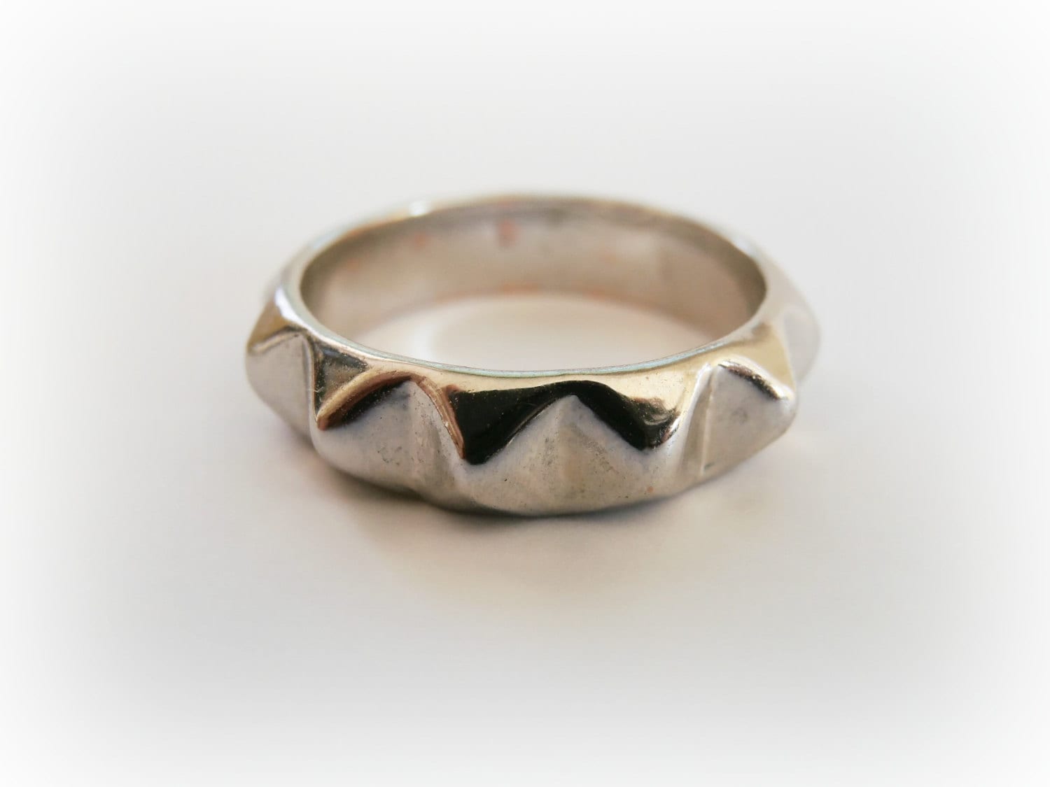Spike Silver Ring - Punk Ring - Pyramid Ring - Spike Stack