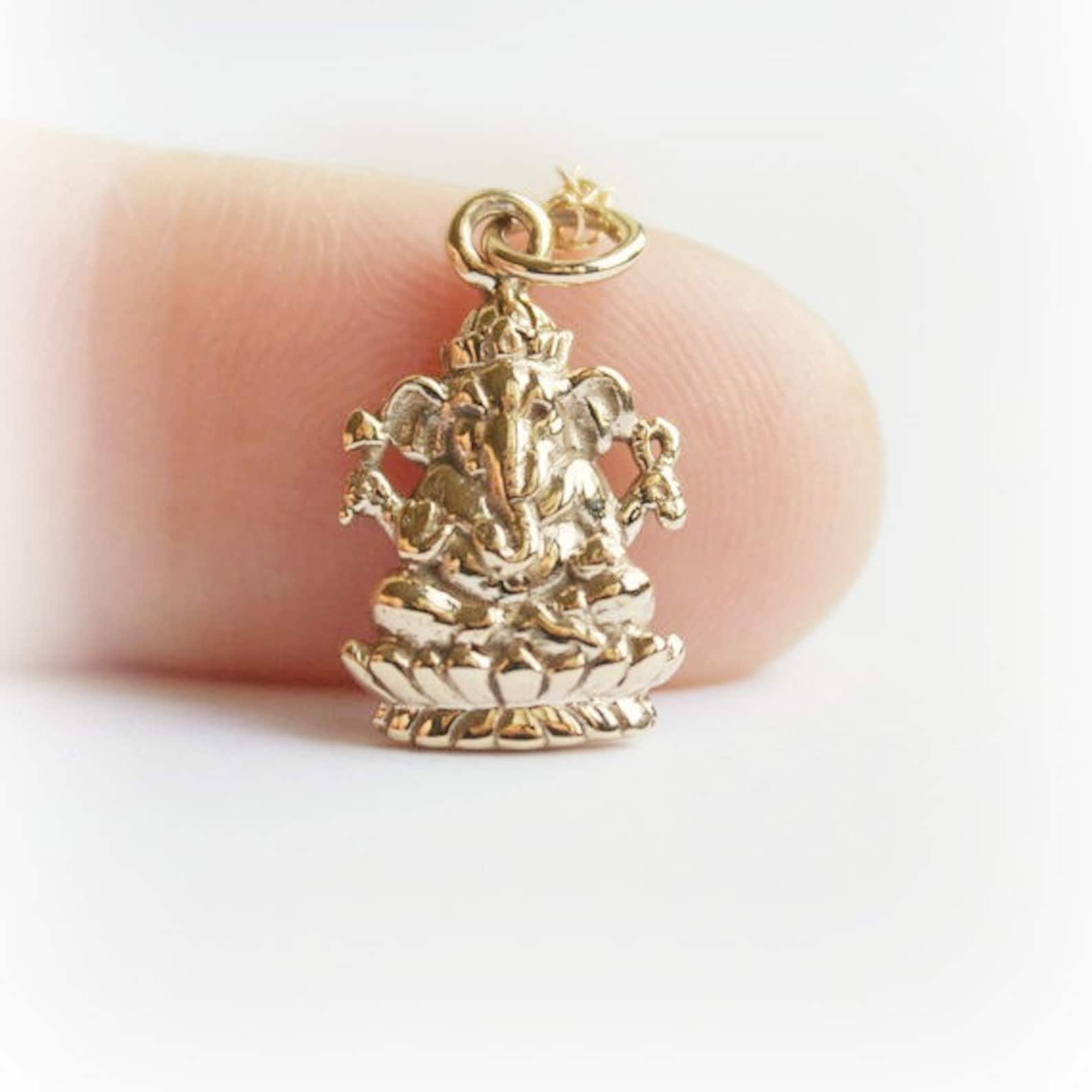 Gold Ganesh Necklace Yoga Jewelry Ganesha Pendant 14K Etsy