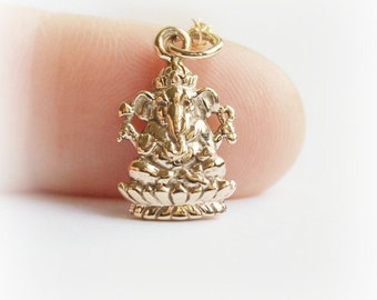 Złoty naszyjnik Ganesha - Biżuteria do jogi - Wisiorek Ganesha - Naszyjnik Boho ze słoniem - Złoty naszyjnik do jogi - Prezent dla indyjskiej dziewczyny