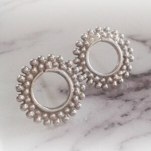 Sterling Silver Rould Studs - Round Granulation Studs - Minimal Round Studs - Round Geometrical Studs - Round Sterling Silver Earrings