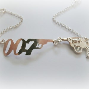 Bijoux James Bond - Bracelet en argent sterling - Bracelet unisexe 007 - Bracelet à personnaliser - Idée cadeau agent secret - Cadeau espion