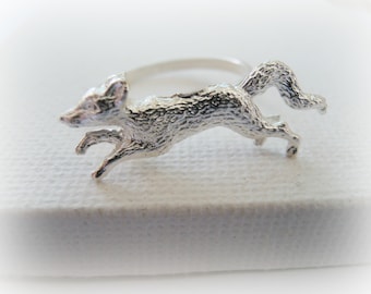 Bague renard - bague renard en argent sterling - bague renard faite main - bijoux renard en cours d'exécution - bijoux créature des bois - idée cadeau amoureux de la nature