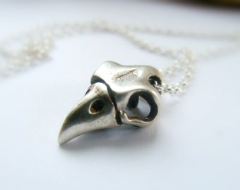 Bird Skull Silver Necklace - Crow Sterling Silver necklace - Raven Sterling Silver Necklace - Animal Skull Jewelry - Spirit Animal Jewelry