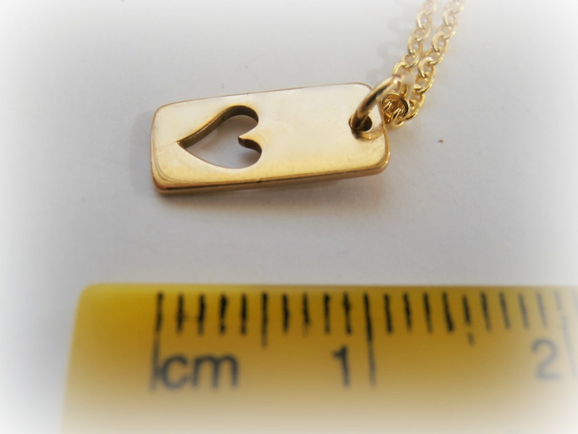 Mini Heart Dog Tags Necklace Lovers Dog Tags 14KT Gold Etsy