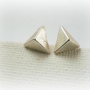 Triangle Pyramid Stud Earrings in Sterling Silver - Small Triangle Studs