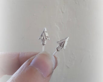 Arrowhead Earrings - Arrow Silver Studs - Arrow Jewelry - Daith Piercing