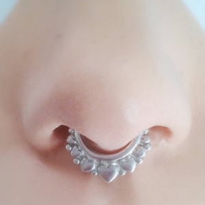 Heart Septum, Silver Faux Septum Ring, Fake Septum Ring, Fake Nose Piercing, Sterling Silver Septum, Heart Silver Septum - PRIDE Piercing