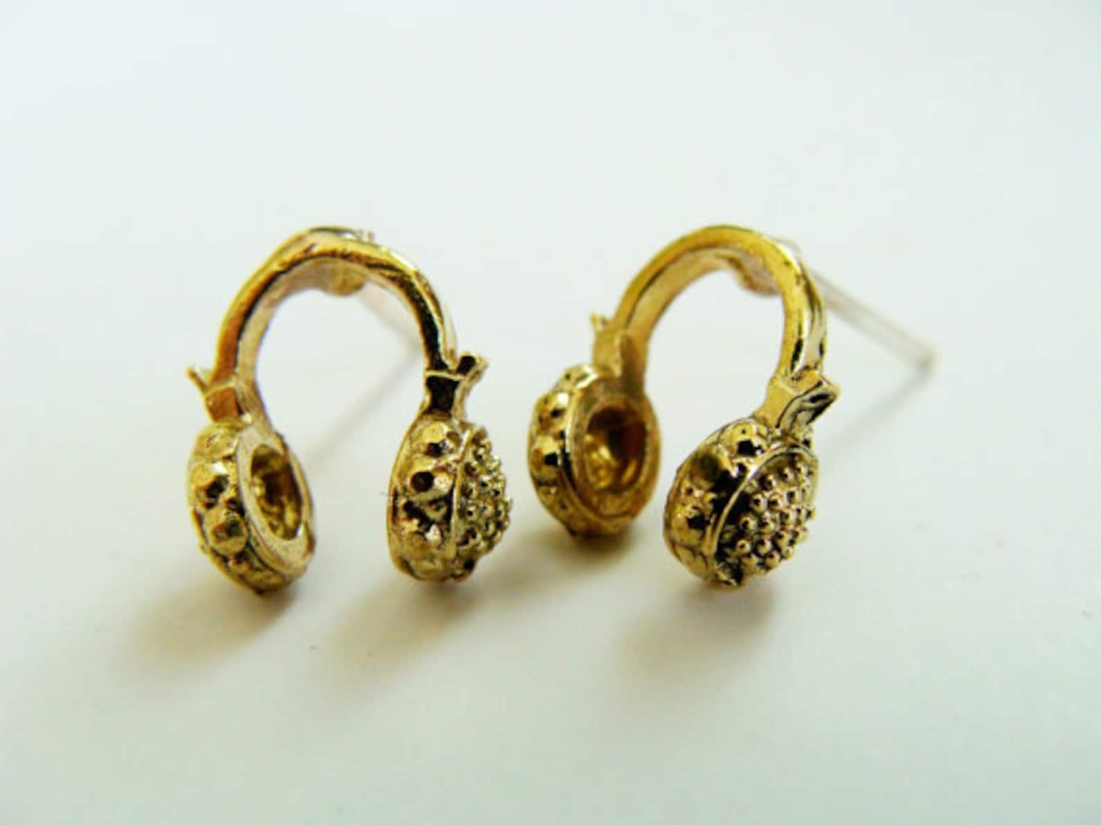 Headphones Stud Earrings Headphone Earring Studs Sterling Etsy