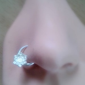 Lotus Silver Septum Ring - Septum Jewelry - Septum Piercing - Lotus Ear Piercing - Daith Earring, Tragus Earring, Helix Piercing - Cartilage