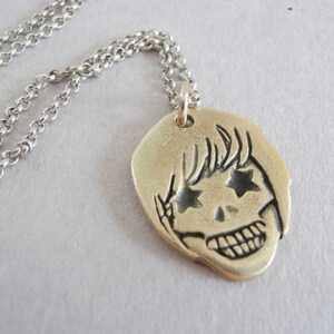 Tiny Skull necklace Halloween Skull Necklace Gold Skull jewelry Gold Sugarskull necklace Sugarskull Necklace Detailed Skull Charm image 1