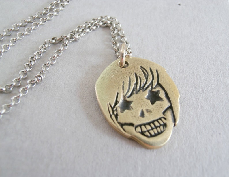 Tiny Skull necklace Halloween Skull Necklace Gold Skull jewelry Gold Sugarskull necklace Sugarskull Necklace Detailed Skull Charm image 1