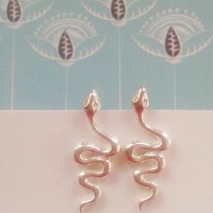 Snake Earrings - Snake Post - Temptation Jewelry - Egyptian Snake Sterling Silver Studs - Spirit Animal Jewelry - Reptile Jewelry