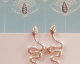 Sterling Silver Snake stud earrings - Snake Post Earrings - Chaos Studs - Egyptian Snake Sterling Silver Studs -  Apep Apophis Jewelry Studs