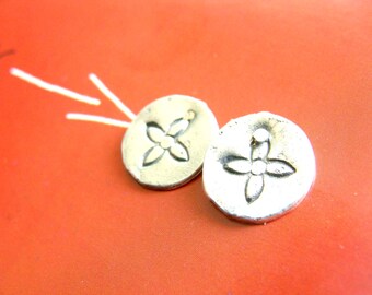 Flower Silver Studs - Recycled Silver Post Studs - Coin Earrings Sterling Silver - Minimal Flower Studs