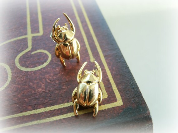 Gold cheap beetle earrings