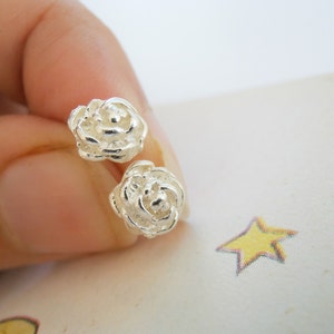 Rose Studs Sterling Silver - Rose Bud Studs - Rose Flower Ear Stud -  Tiny Cartilage Rose Bloom Earring sterling silver - Flower bud Jewelry