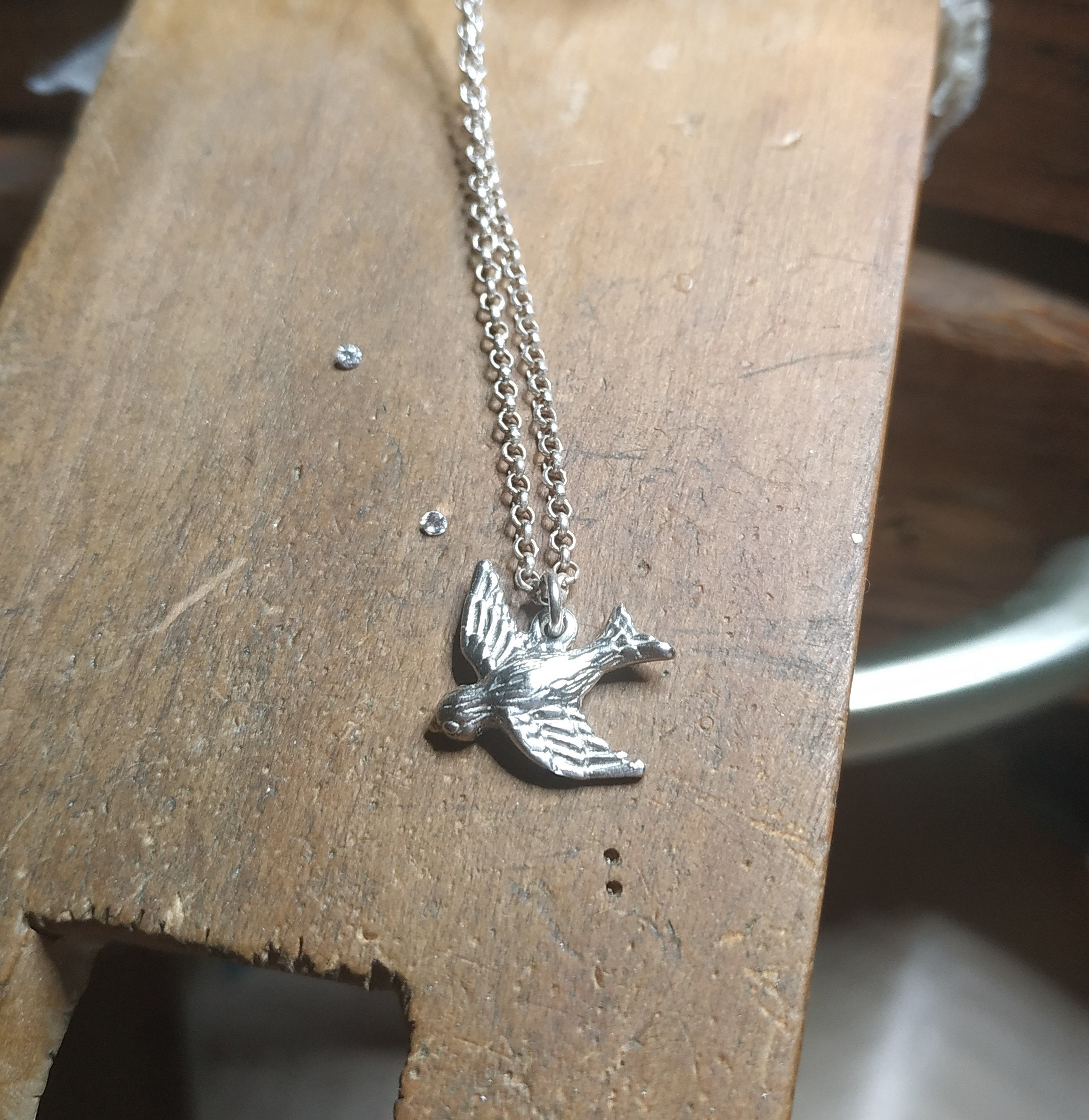 Sterling Silver Sparrow Necklace Dainty 