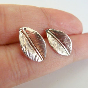 Silver Leaf Earrings, Nature Jewelry, Sterling Silver Leaf Ear Studs, Silver Leaf Stud Earrings, Leaves Stud Earrings, Naturalist Gift Idea
