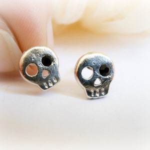 Tiny Skull Earrings - Skull Sterling Silver Studs - Halloween Sterling Silver Jewelry - Skull studs - Skull Earrings -  Cartilage earring