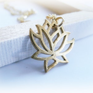 Lotus Necklace - Gold Lotus Flower Necklace - Blooming Flower - Lotus - a 22k gold overlay lotus flower on a 14K gold vermeil chain