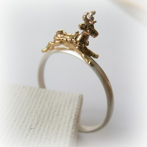 Reindeer Ring - Christmas Stack Ring - ReindeerJewelry - Stocking Stuffer Gift - Deer Ring - Skinny Ring - Festive Jewelry - Woodland Animal