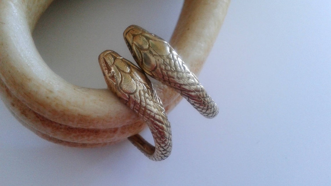 Snake Hoop Earrings in Brass Snake Earrings Snake Jewelry Etsy