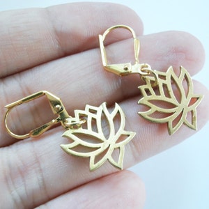 Tiny Lotus Earrings in Gold Lotus Studs Gold Plating 14k - Etsy