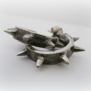Spiked Hoop Sterling Silver - Unisex Spiked Earrings - Men Earrings Spike Hoops Sterling Silver - Spike Hoops Studs - Tomboy Jewelry
