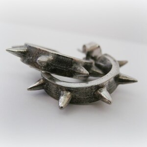 thumbnail image 2 of Maria Belen Nilson 925 Sterling Silver Large Spiked Hoop Earrings - Handmade In Mexico 2 of 6