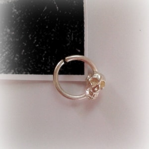 Septum Skull Ring, Septum Skull Hoop, Skull Nose Ring, Sterling Silver Nose Ring, Tiny Skull Septum Piercing, Daith Skull Piercing