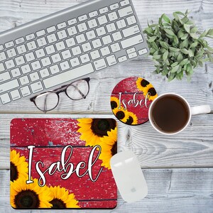 Sunflower Mousepad and Coaster PNG, Sublimation Design. Digital Download, Png Template, Red Distressed Wood PNG, Sunflower PNG, Design 023