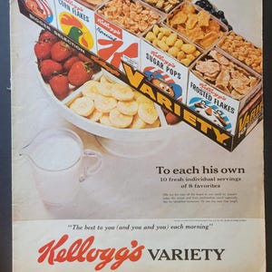 1962 Kellogg&#39;s Variety Cereal Ad from Life Magazine