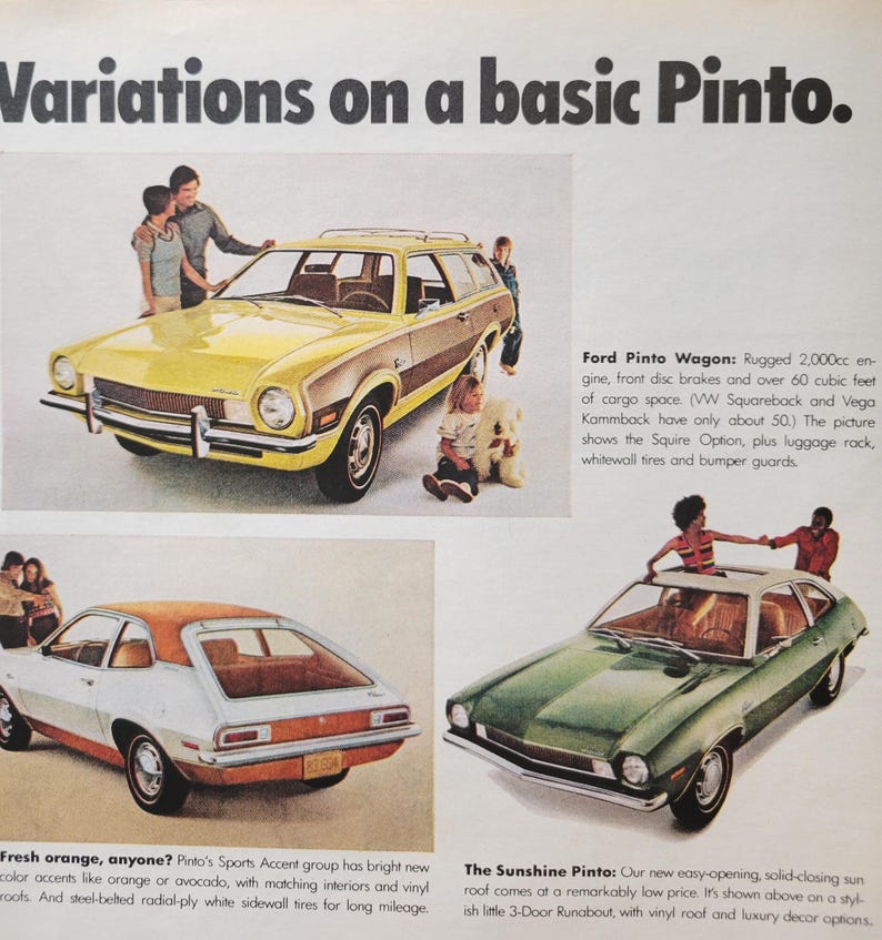 Pinto Rappa Model 1972 Ford Pinto Variations Ad From Time Magazine - Etsy