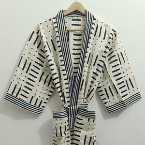 Cotton Kimono Robe Dressing Gown, Block Print Bridesmaid Robe, Summer Nightwear Kimono, One Size Robe, Handmade Cotton Kimono, Women Rboe