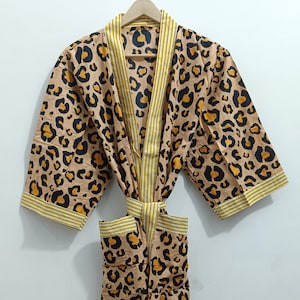 Cotton Kimono Robe Dressing Gown, Block Print Bridesmaid Robe, Summer Nightwear Kimono, One Size Robe, Handmade Cotton Kimono, Women Rboe