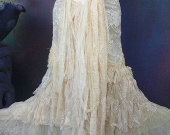 20 Off Romantic Wedding Ivory Formal Bridal Tattered Festival Etsy
