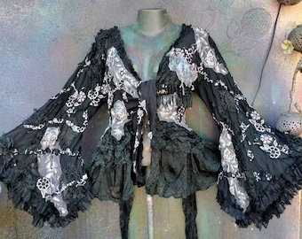 Festival romantic Boho gypsy tie up top bohemian gypsy Boho festival gypsy hippy stevie nicks hipster funky duster festival free size M L